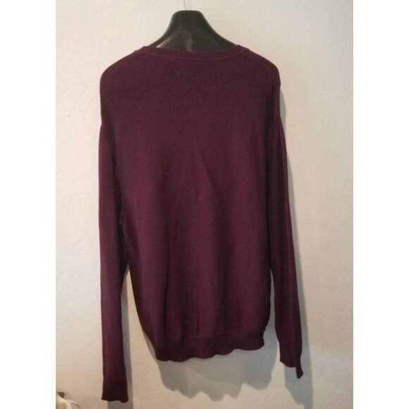 Greg Norman Mens Large Long Sleeves Sweater V-Neck Knitted Pullover Plum Casual - Picture 2 of 6